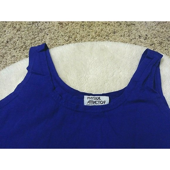 Physical Attraction Womens Blue Tank Top Shirt Sleeveless Plain Layering Medium - Picture 2 of 4